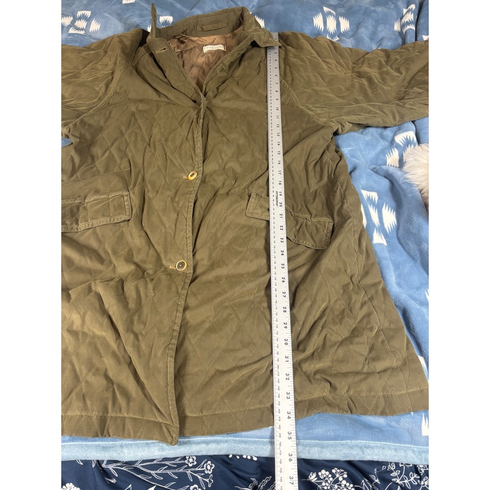 Paul Stuart Italy Olive Green Quilted Barn Coat Jacket Women Size Large L - Picture 6 of 9